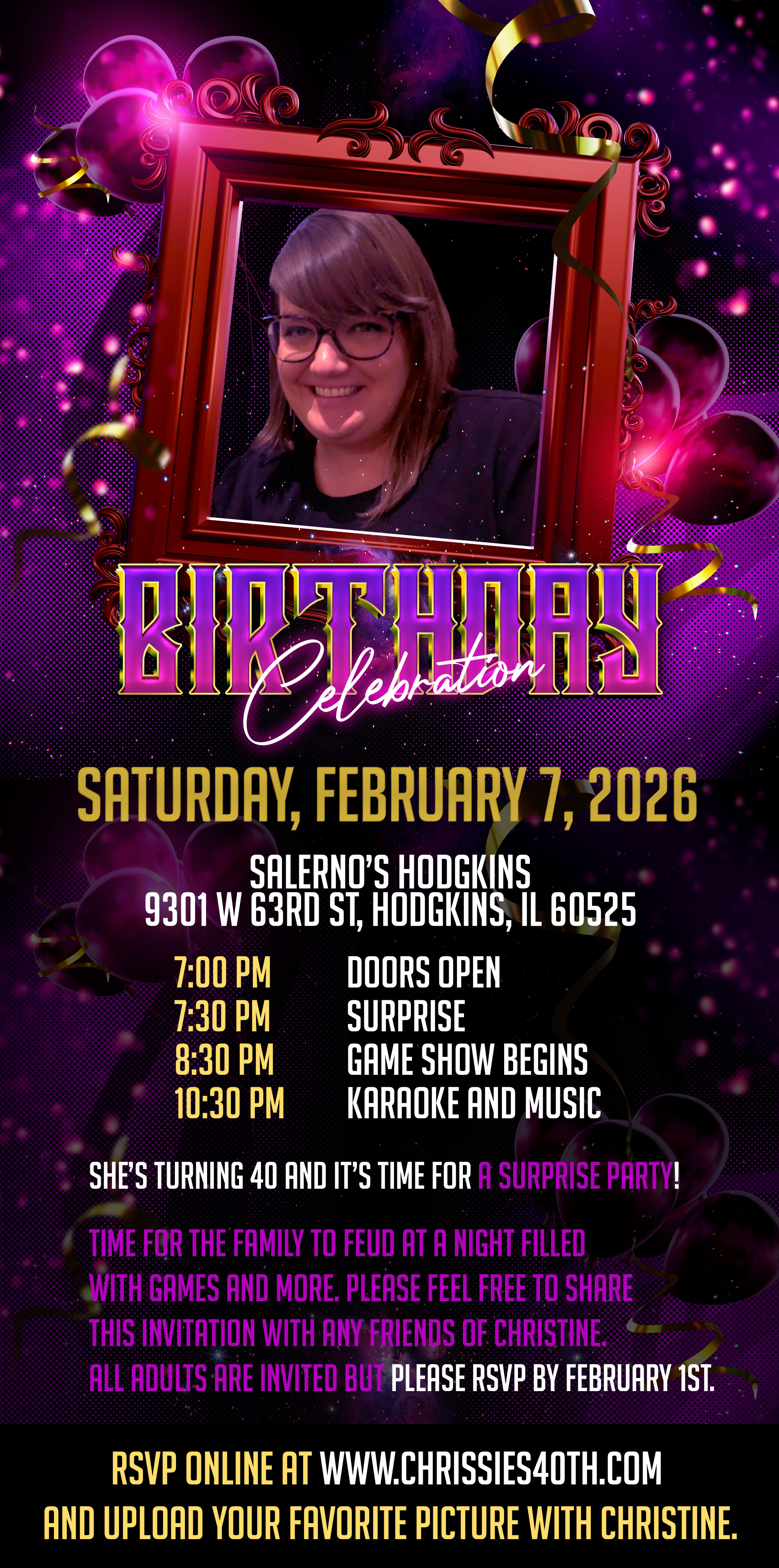 Christine's 40th Surprise Party Invitation